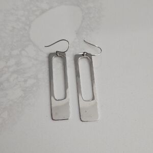 Sterling Silver Rectangle Dangle Earrings